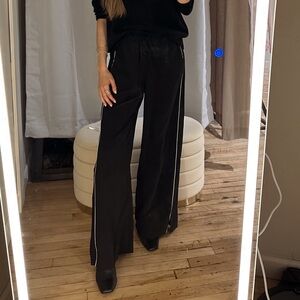 Heartloom Black Wide-Leg Pants with White Trim